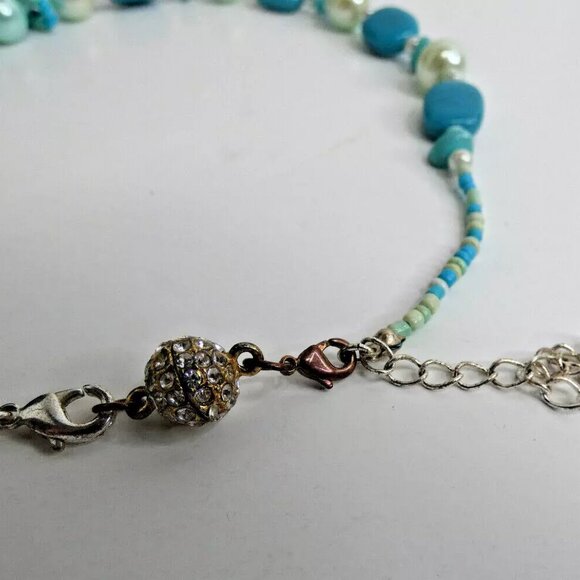 Necklace 20" Faux Turquoise Tear Drop Pendant Multicolor Beads - Picture 7 of 8